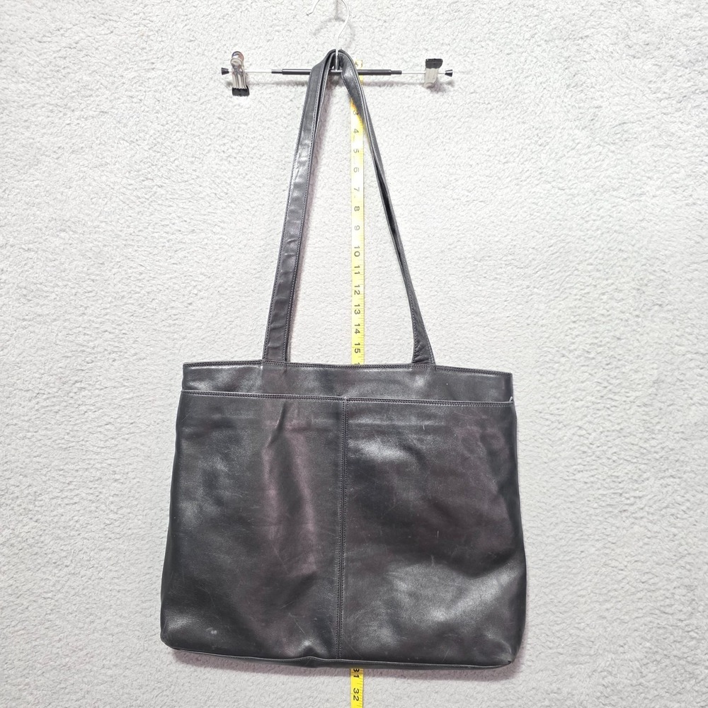 Francesco Biasia Large Tote Shoulder Bag Purse Black Leather 4 compartments